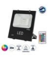 GLOBOSTAR® RGBFLOOD 75601 Προβολέας με IR Ασύρματο Χειριστήριο LED 30W 1950lm 120° AC 220-240V Αδιάβροχο IP66 Πολύχρωμο RGB Dimmable - Μαύρο Ματ - Μ17 x Π4.5 x Υ20cm - 2 Χρόνια Εγγύηση